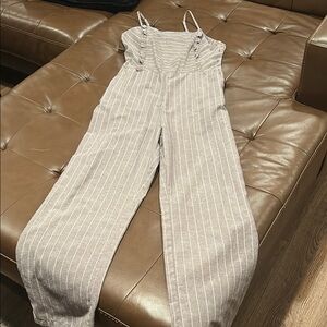 Ci Sono Beige Striped Jumpsuit